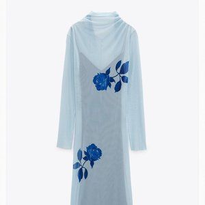 Floral printed long tulle dress
